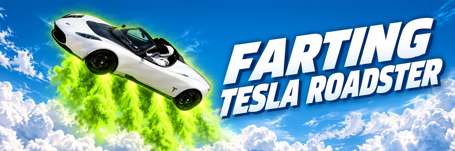 Farting Tesla Roadster banner art